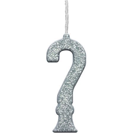 VELA REGINA PARABENS GLITTER PRATA INTERROGACAO