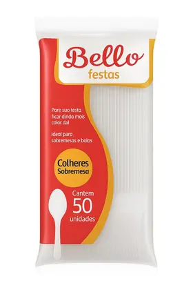 COLHER SOBREMESA BELLO FESTAS BRANCO C/50 UN