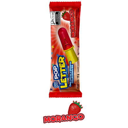 PIRULITO POP LETTER MORANGO UNITARIO