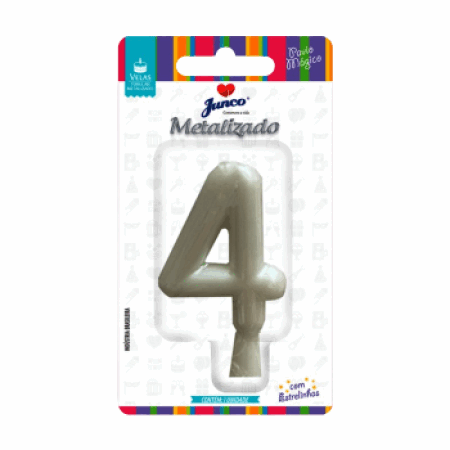 VELA JUNCO METALIZADA PEROLADO BRANCO Nº 4
