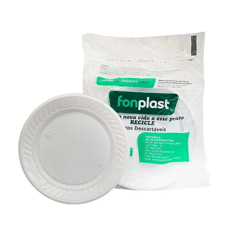 PRATO DESCARTAVEL FONPLAST 15 CM RASO BRANCO C/10 UN