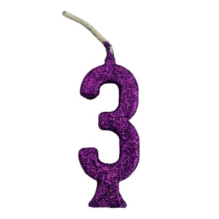VELA REGINA PARABENS GLITTER ROXA Nº 3