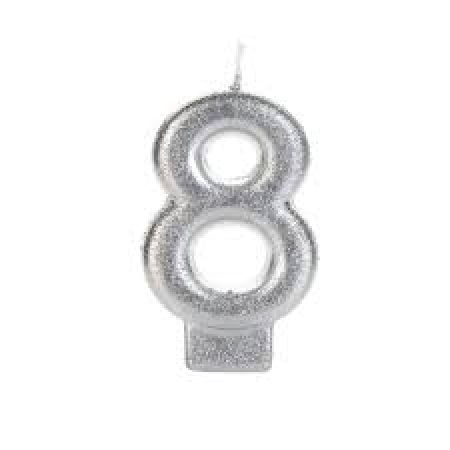 VELA SILVER GLITTER PRATEADA Nº 8