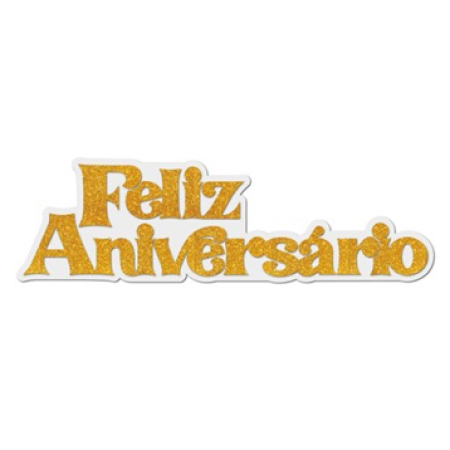 FAIXA GRINTOY FELIZ ANIVERSARIO 3 DOURADO