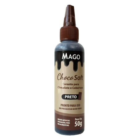 CORANTE SOFT GEL P/ CHOCOLATE MAGO 50 ML PRETO