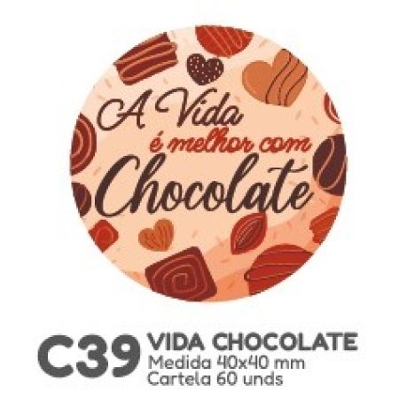 ETIQUETA P/ BOMBOM HIPER EMB. VIDA MELHOR CHOCOLATE C39