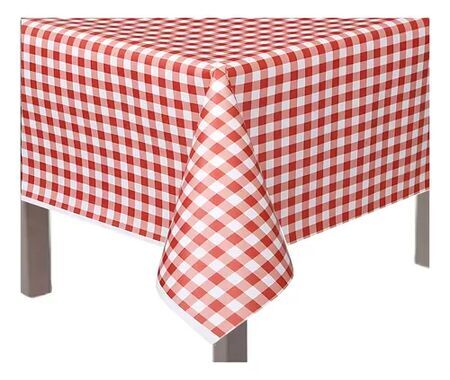 TOALHA DE MESA 80X80 INOVE XADREZ VERMELHA C/ 10 UN