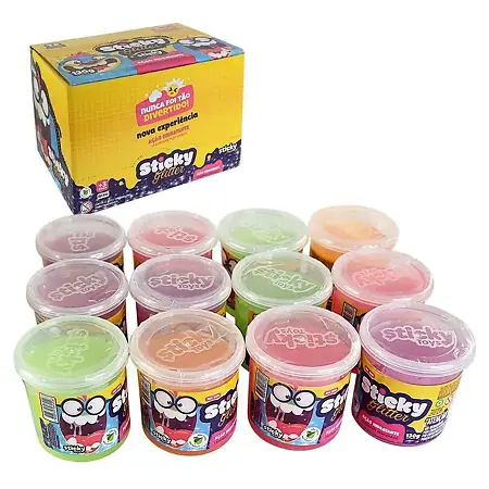 SLIME STICKY TOYS CORES SORTIDAS GLITTER 130 GR