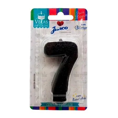VELA JUNCO LIVE COLORS GLITTER PRETA Nº 7