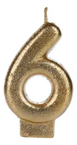 VELA SILVER GLITTER DOURADA Nº 6