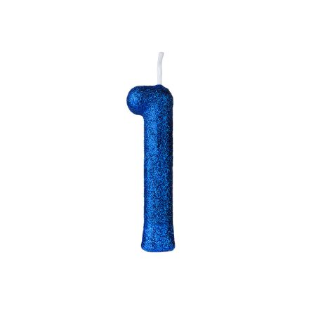 VELA REGINA CINTILANTE AZUL Nº 1