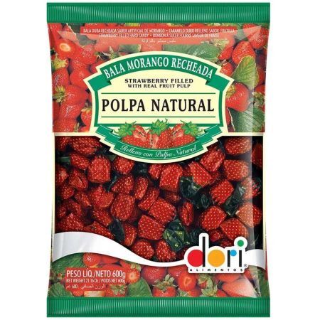 BALA DORI RECHEADA MORANGO 600 GR DORI
