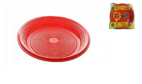 PRATO DESCARTAVEL TRIK TRIK 15 CM BIO RED VERMELHO C/10 UN