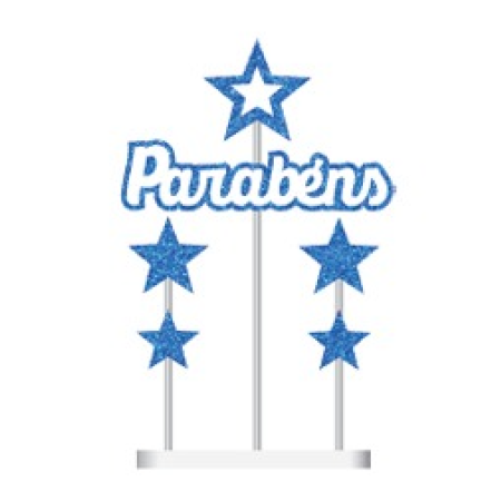 TOPO DE BOLO GRINTOY PARABENS AZUL GLITTER