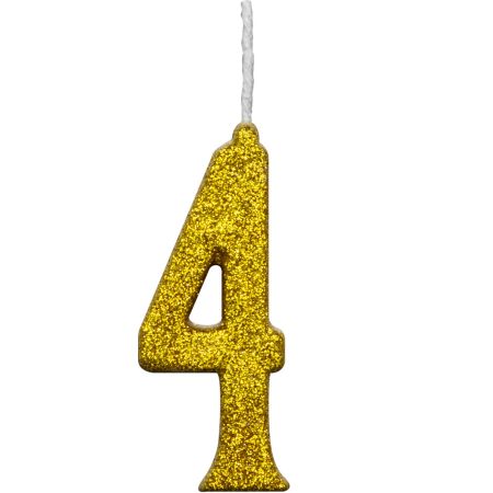 VELA REGINA PARABENS GLITTER DOURADA Nº 4