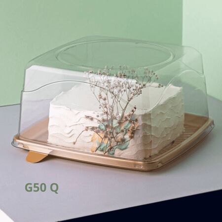 BASE PARA BOLO C/ TAMPA GALVANOTEK G50 Q TORTA MEDIA QUADRADA ALTA DOURADA