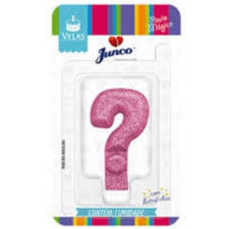 VELA JUNCO LIVE COLORS GLITTER ROSA BEBE INTERROGACAO