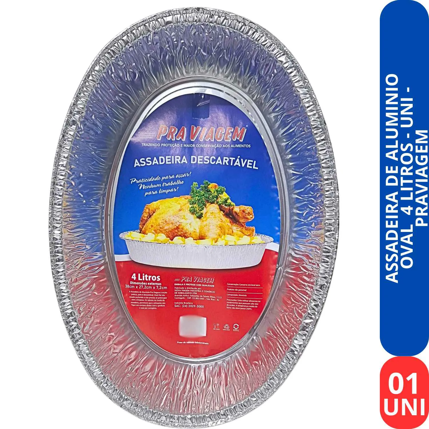 ASSADEIRA P/ FRANGO UNIT OVAL PRA VIAGEM 4 LT