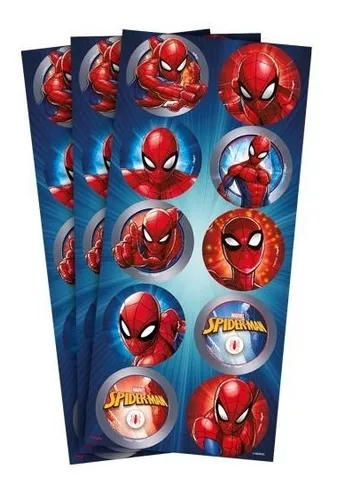 ADESIVO REGINA HOMEM ARANHA GDE REDONDO ANIMACAO C/ 3 CTS