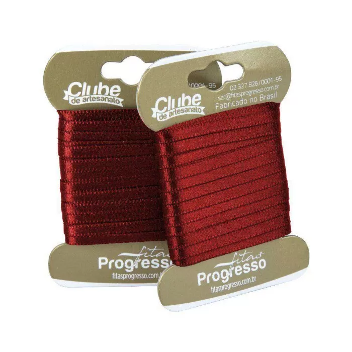 FITA PROGRESSO CETIM DUPLO 04 MM X 10 MT COR 209 VERMELHO