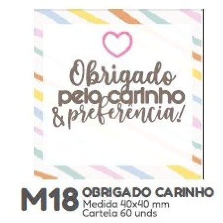 ETIQUETA P/ BOMBOM HIPER EMB. OBRIGADO PELO CARINHO M18
