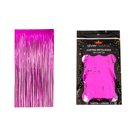 CORTINA DE FITA SILVER PLASTIC 2 MT PINK