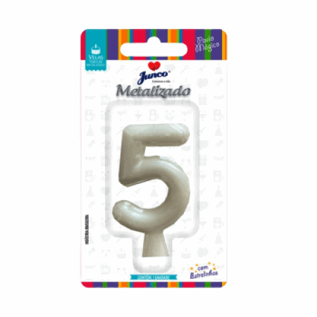 VELA JUNCO METALIZADA PEROLADO BRANCO Nº 5