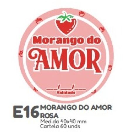ETIQUETA P/ BOMBOM HIPER EMB. MORANGO DO AMOR ROSA E16