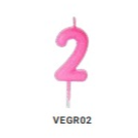 VELA SILVER GLITTER ROSA Nº 2