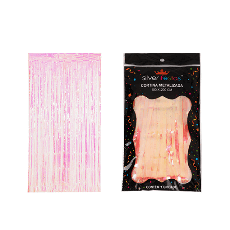 CORTINA DE FITA SILVER PLASTIC 2 MT ROSA CLARO