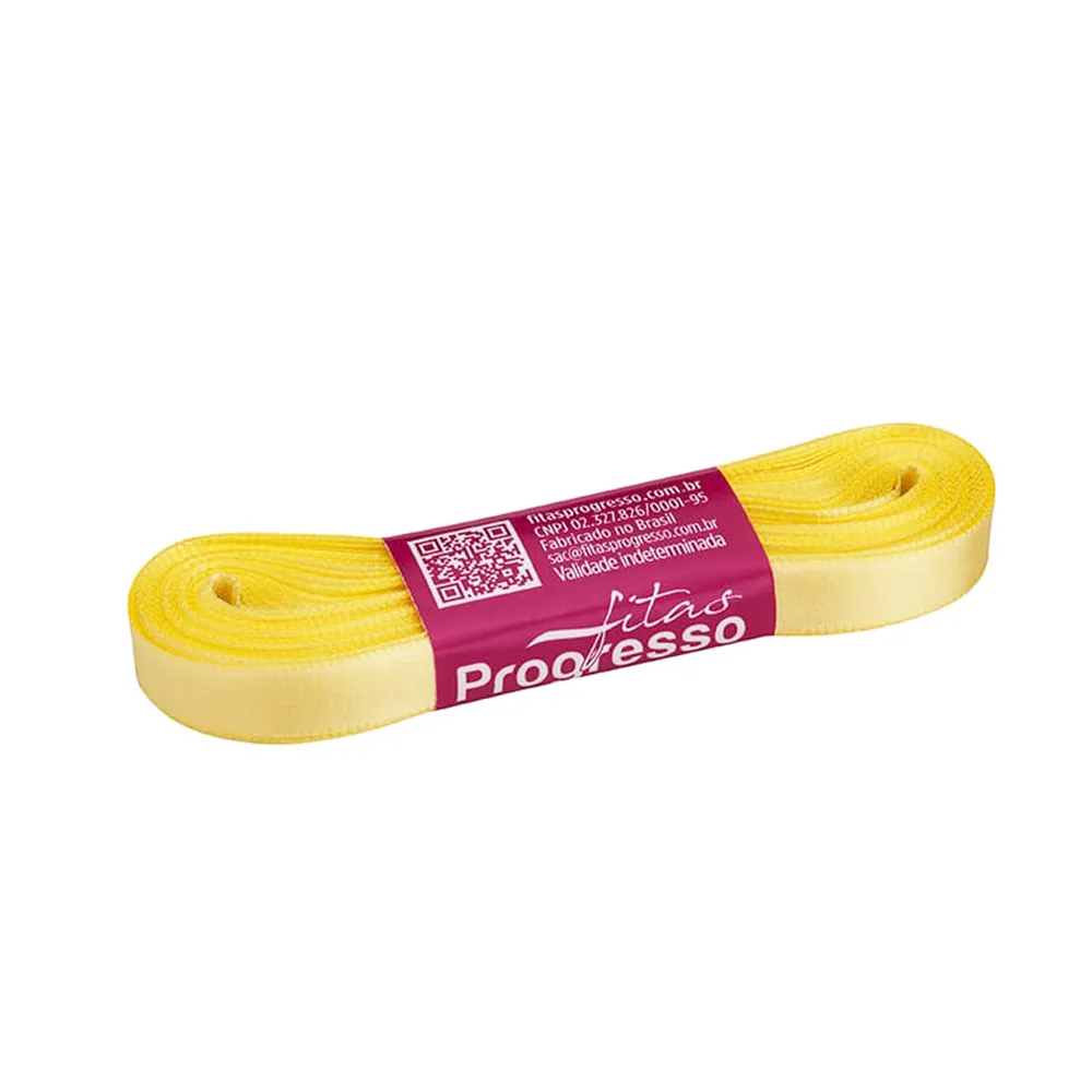 FITA PROGRESSO CETIM 10 MM X 10 MT COR 2052 AMARELO CLARO