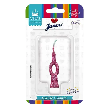 VELA JUNCO MINI GLITTER ROSA BEBE Nº 0