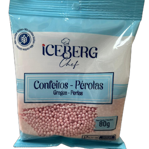 CONFEITO MICANGA COLORIDA ICEBERG 80 GR PEROLADO ROSA