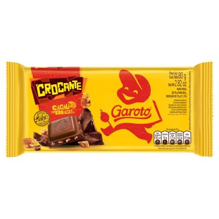 CHOCOLATE BARRINHA GAROTO AO LEITE CROCANTE 80 GR
