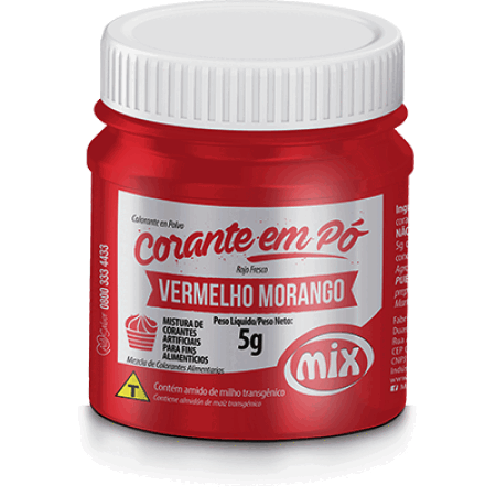 CORANTE EM PO MIX 5 GR VERMELHO MORANGO