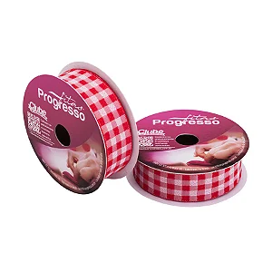 FITA PROGRESSO TECIDO 22 MM X 10 MT COR 209 VERMELHO XADREZ