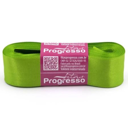 FITA PROGRESSO CETIM 30 MM X 10 MT COR 677 VERDE FOLHA