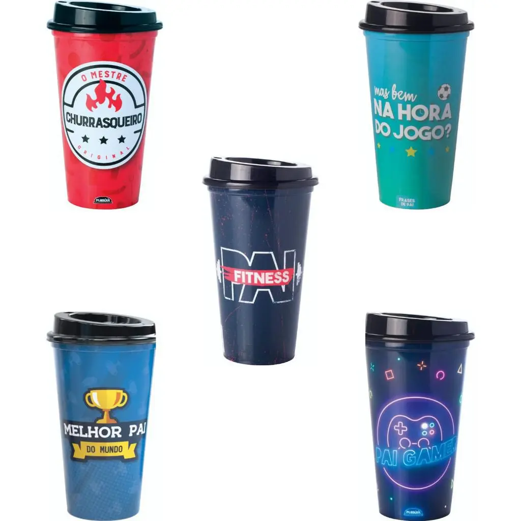 COPO PLAST. PLASUTIL C/ TAMPA BICO 500 ML CAFE