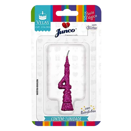 VELA JUNCO MINI GLITTER PINK Nº 4
