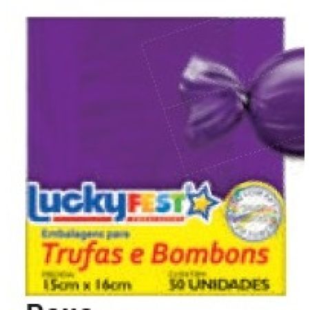 EMBALAGEM P/ TRUFFAS 15X16 LUCKY FEST LISO ROXO C/50 UN