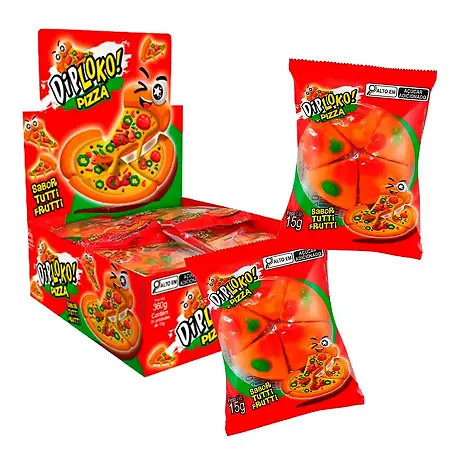 BALA DE GELATINA DIPLOKO PIZZA 15 GR UNITARIO