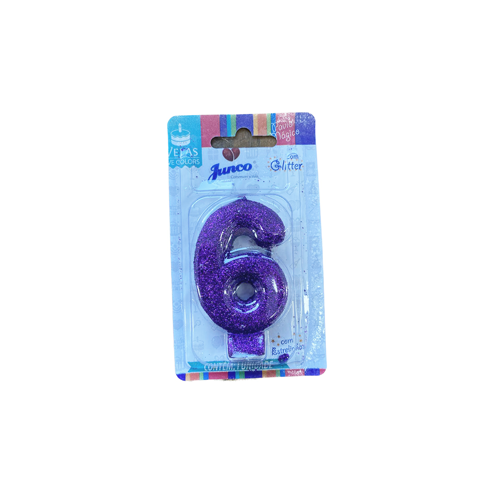 VELA JUNCO LIVE COLORS GLITTER LILAS Nº 6