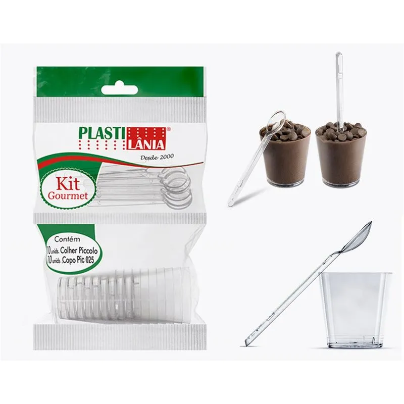 COPO ACRILICO PLASTILANIA C/ COLHERZINHA KIT GOURMET 025 C/ 10 UN