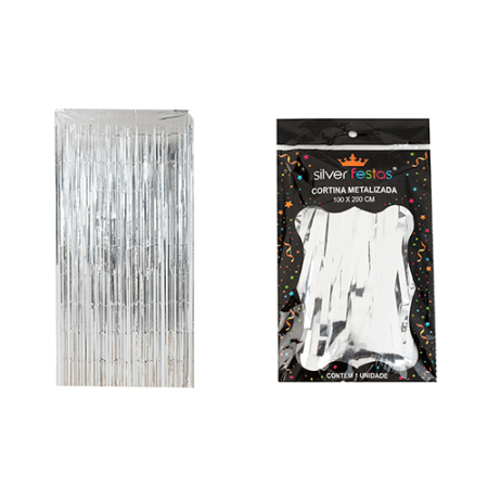 CORTINA DE FITA SILVER PLASTIC 2 MT PRATA