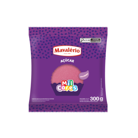 ACUCAR CRISTAL MAVALERIO MIL CORES ROSA 300 GR