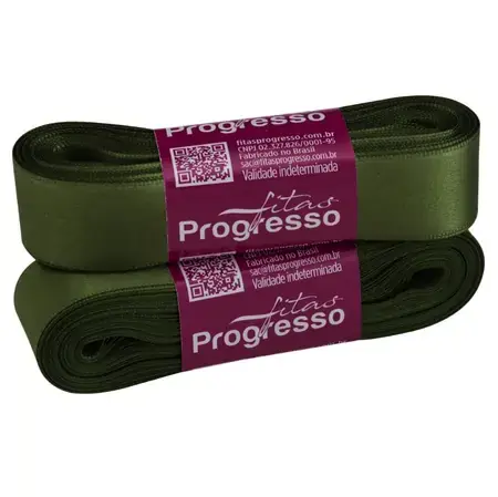 FITA PROGRESSO CETIM 22 MM X 10 MT COR 249 VERDE MILITAR