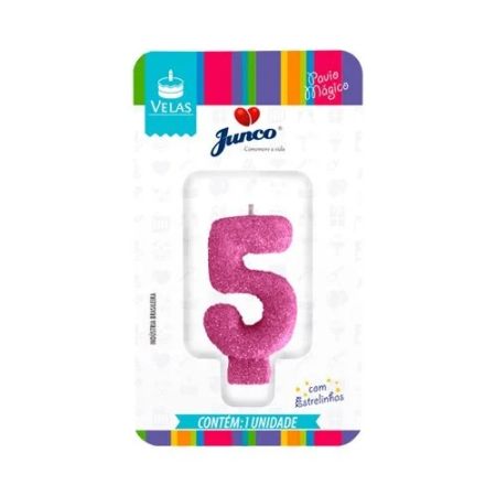 VELA JUNCO LIVE COLORS GLITTER ROSA BEBE Nº 5