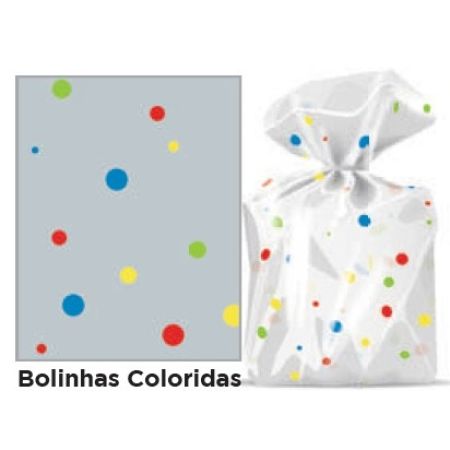 SACO TRANSP. 11X20 LUCKY FEST BOLINHAS COLORIDAS C/50 UN