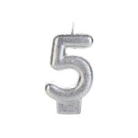 VELA SILVER GLITTER PRATEADA Nº 5