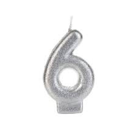 VELA SILVER GLITTER PRATEADA Nº 6